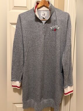 Genuine Roots Cabin Fleece Dress /Longline Quarter-Zip Sweatshirt Size L